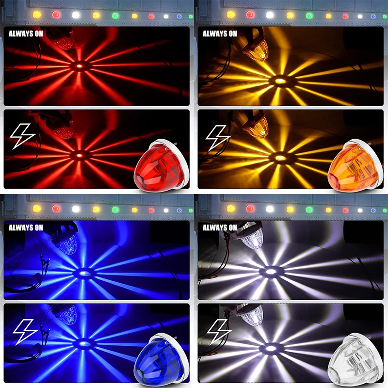 12V 24V Strobe Watermelon Light 4 inch LED Side Marker Light Turn Signal Underglow Wheel Lamp For Truck Trailer Tractor Lorry RV