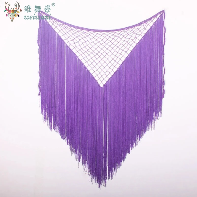 Swegal buikdans tailleketting Oosterse heuphanddoek met de hand gehaakte mesh driehoekige heuphanddoek met lange franjes veelzijdig