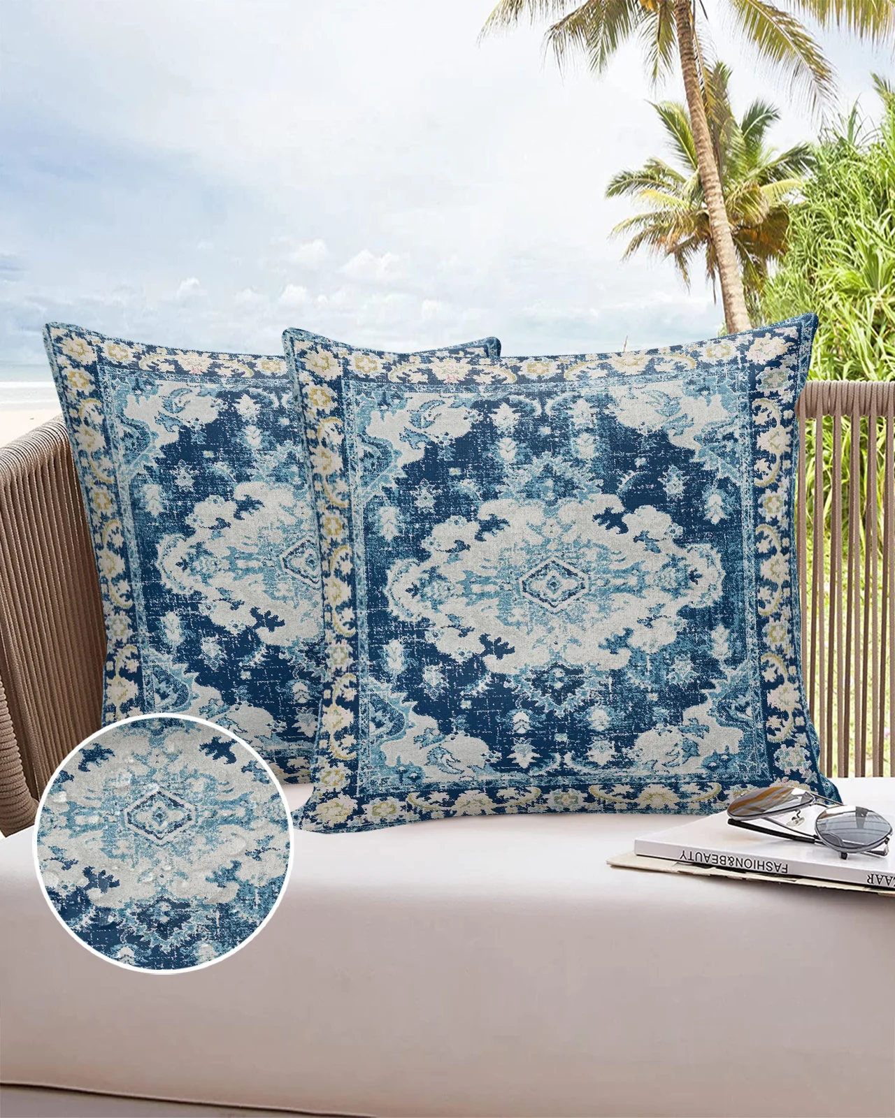 

Vintage Indian Bohemia 2/4PCS Outdoor Garden Pillowcase Waterproof Sofa Pillow Cover Case Garden Patio Cushion Covers Home Decor