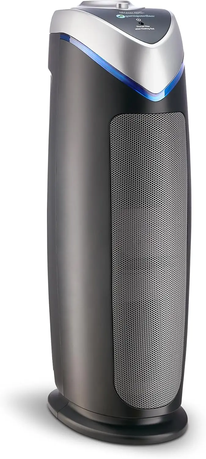 4-in-1 HEPA Air Purifier for Large Rooms Up to 743 Sq. Ft., UV-C Light & Odor Reduction, Tower Gray