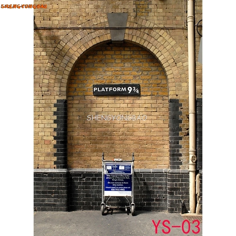 SHENGYONGBAO 디지털 천국 벽돌 벽 사진 배경 플랫폼, 9 3/4 철도역 사진 스튜디오 배경 SS-9115