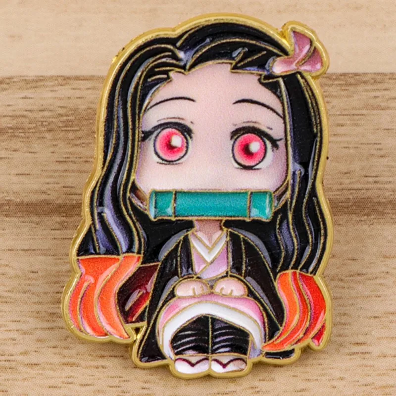 Cute Q Version Kimono Cartoon Character Enamel Pins Anime Figure Lapel Brooch Backpack Hat Clothes Daily Outfit Decor Badges view 5