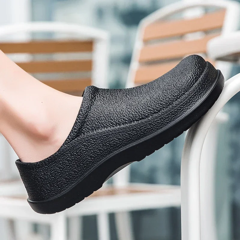 

Кухонные сабо, обувь шеф-повара, мужские летние тапочки, рабочие шлепанцы, водонепроницаемые маслостойкие сандалии, нескользящие садовые резиновые тапочки для мужчин