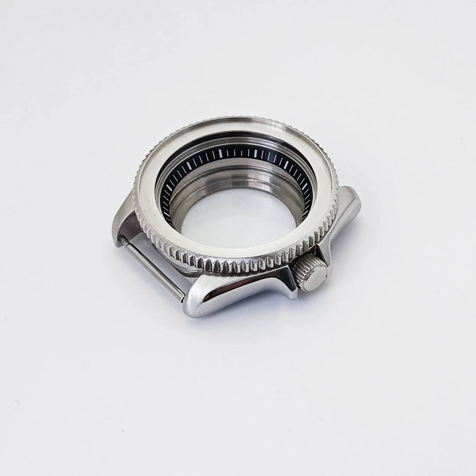 Mod Skx007 Custodia NH35 Cassa con castone in ceramica Inserto in vetro zaffiro Cassa per orologio in acciaio inossidabile argento