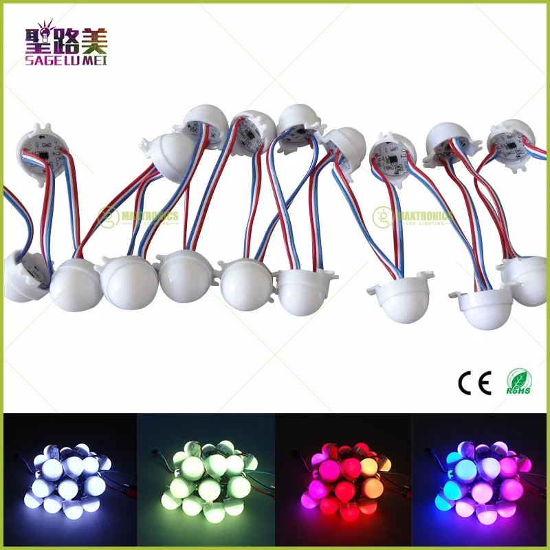 20 sztuk / partia DC12V WS2811 30mm rozproszony moduł pikseli LED pełny kolor 3 diody LED 5050 RGB sznurek lampy led moduły D30 IP68 0.72W/PCS