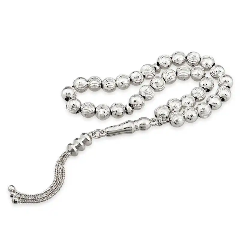 ​Silver Pen Rosary 925 Sterling Silver Beads 33 Tasbih Rosary Tassels, Islamic Muslim Tasbih Allah Men Women Meditation jewelry, Tasby, Unisex