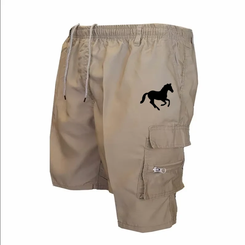 Outdoor Cargo-Shorts, Herren-Overall, Shorts mit elastischem Bund, Radlerhose, Shorts mit mehreren Taschen, lockere Arbeitshose, Strand- und Sportshorts, bedruckte Hose. – Detail 4