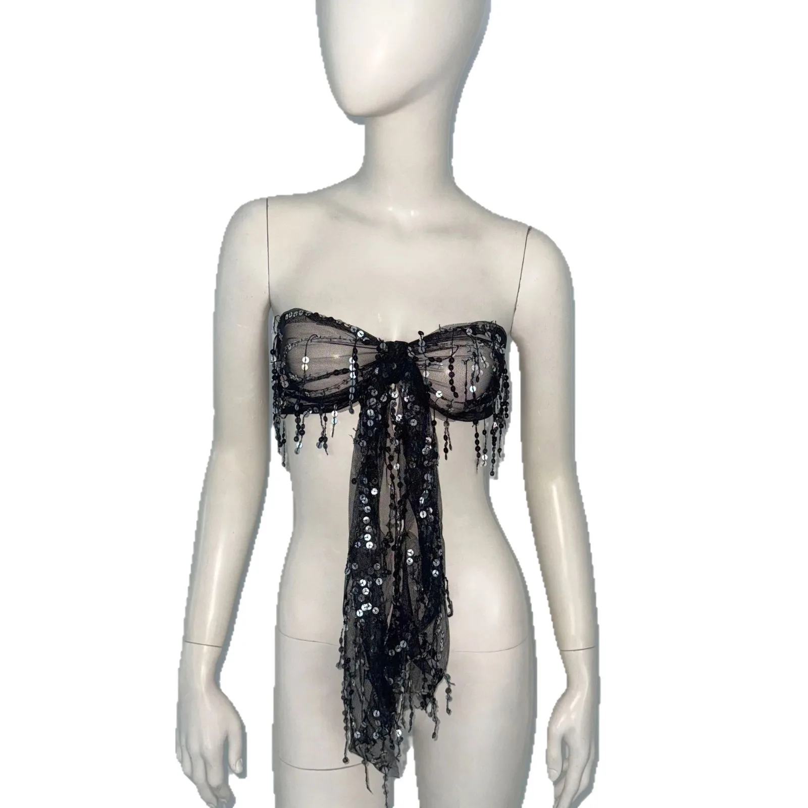 女性のセクシーなエキゾチックなポールダンス服ポルノ緊縛光沢のあるブラジャーレイブビキニトップスナイトバーゴーゴーストリッパー衣装ステージ衣装