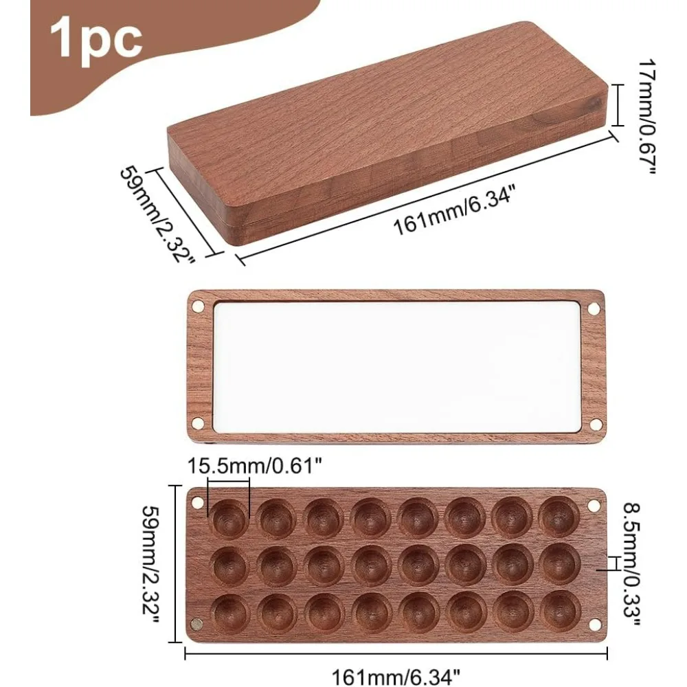 Paint Palette, 24 Grids Wooden Watercolor Paint Box with Lid Wood Palette Tray Travel Water Color Box Case for Amateur Hobbyists