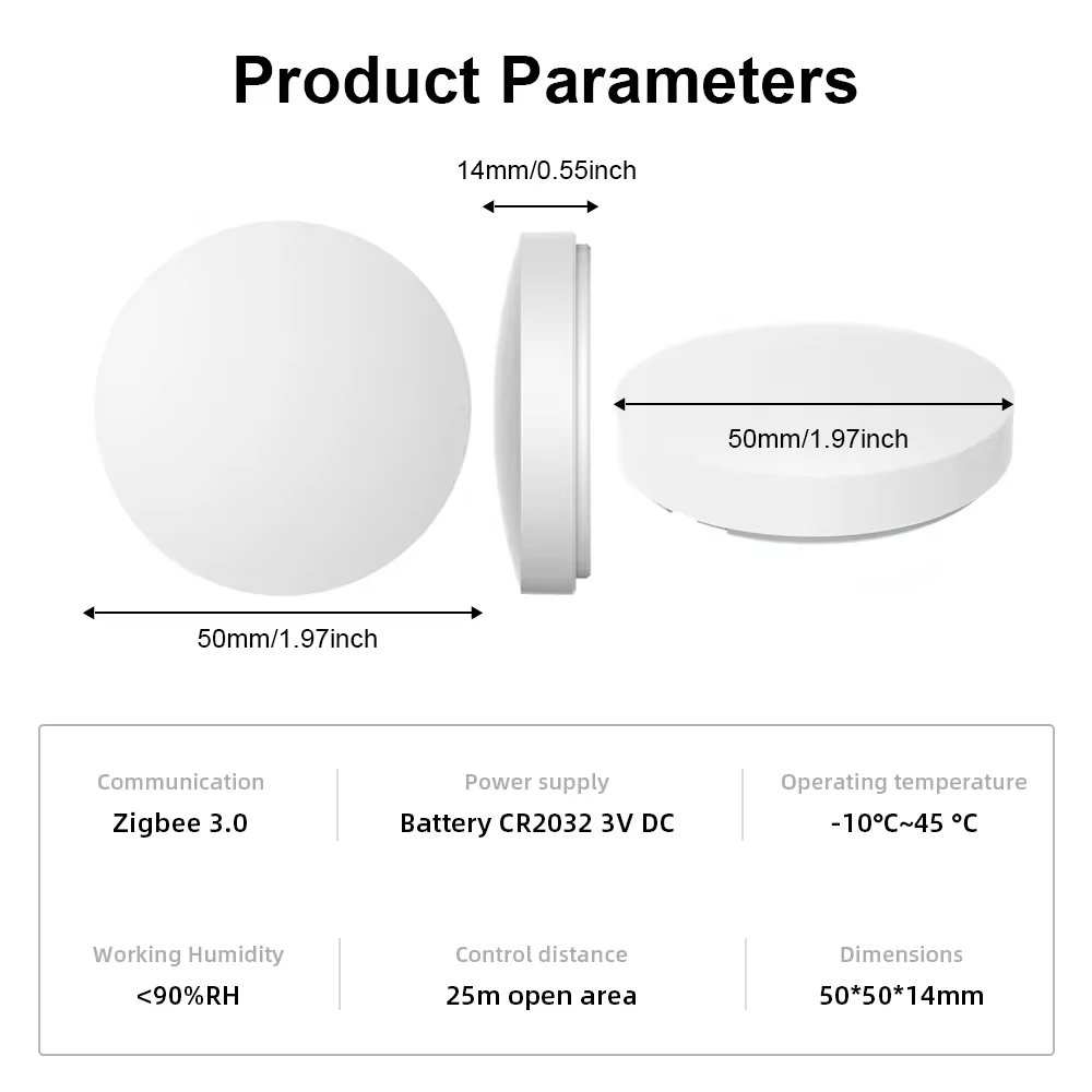 ZigBee Wireless Scene Switch Tuya Push Button Automation Scenario Controller Battery Powered Intelligent Linkage Tuya Devices