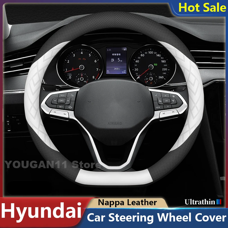 

Car Steering Wheel Cover For Hyundai Ioniq 5 N Ioniq 6 Santa Fe Auto Leather Steering Wheel Cover Hyundai Interior Accessories