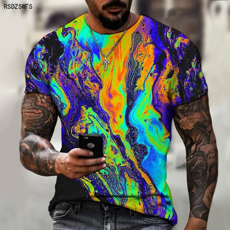 Men\'s T-shirt Fashion 3D Graffiti Printed Top 2022 Summer Casual Breathable Fabric Retro Style Cost-effective Summer T-shirt