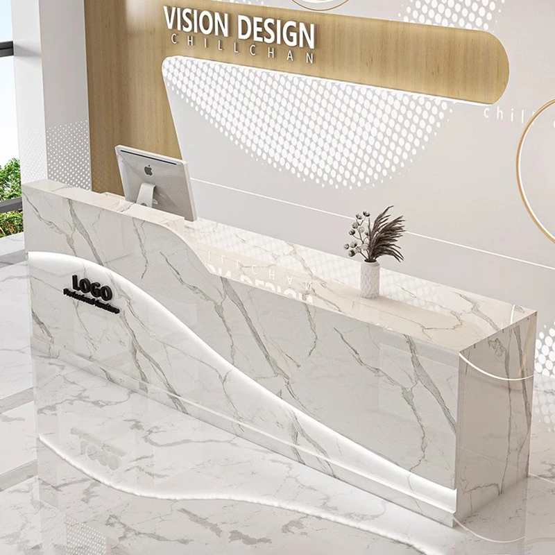 

Purpito Display Reception Desks Beauty Office Nordic Luxury Reception Desks Decor Modern Recepción Negocio Commercial Furniture