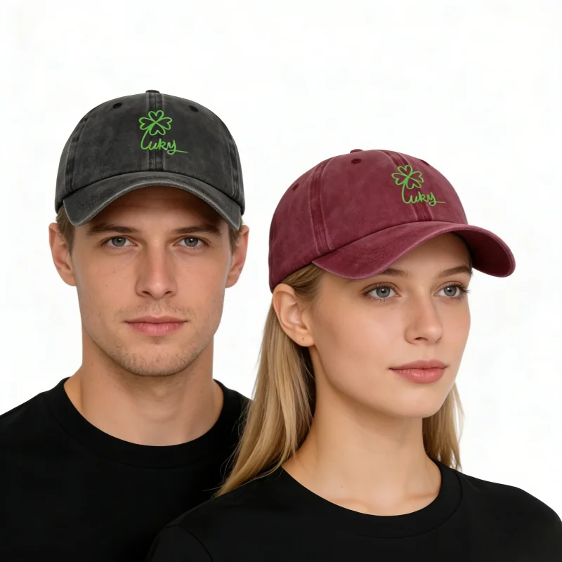 

Бейсболка Lucky Clover Washed, регулируемая, унисекс, винтажная, в стиле Dad Hat, с защитой от УФ-излучения, для мужчин и женщин, парная кепка