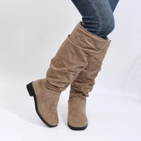 New Solid Color Comfortable Fashion Knee-high Fashion Boots Round Head Square Heels Increase Large Size Winter High Boots - Image 4