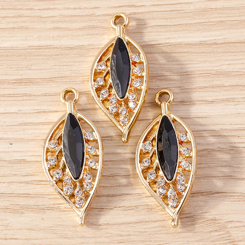 10 stücke 13x30mm Delicate Kristall Baum Blatt Charme für Schmuck Machen Frauen Mode Ohrringe Halsketten DIY armband Handwerk Geschenk – Detail 6