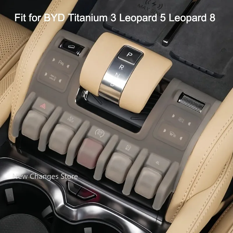 

Car Central Control Button Silicone Pad Fit for BYD Titanium 3 Leopard 5 Leopard 8 Auto Gear Panel Protective Cover