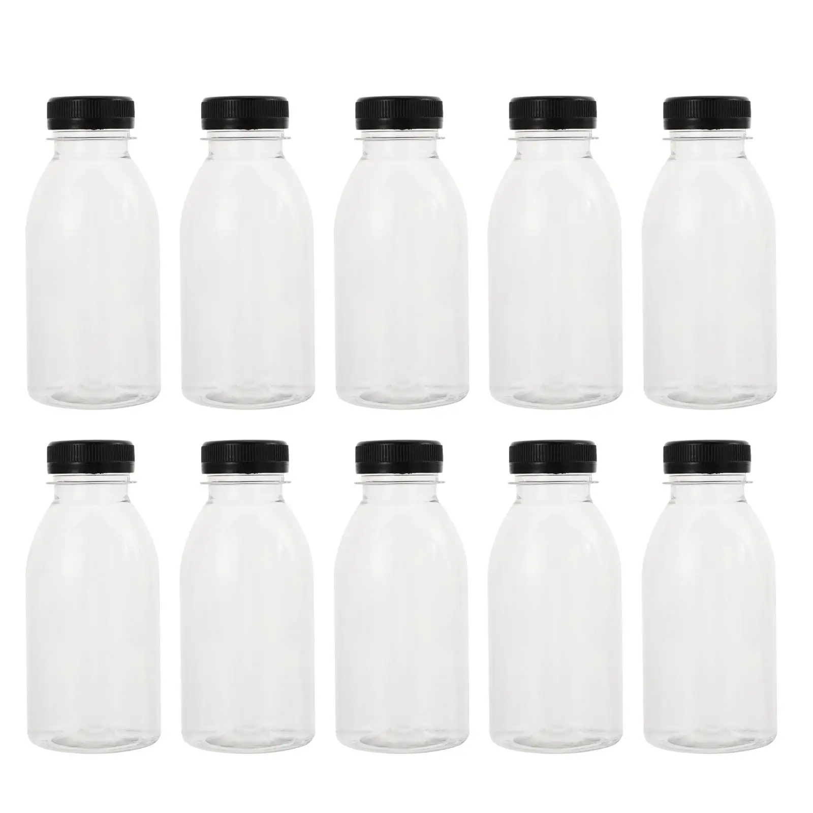 

10 Pcs Clear Beverage Bottles Reusable Juice Containers Transparent Drink Storage PE Material Home Cafe Kitchen Bar Use