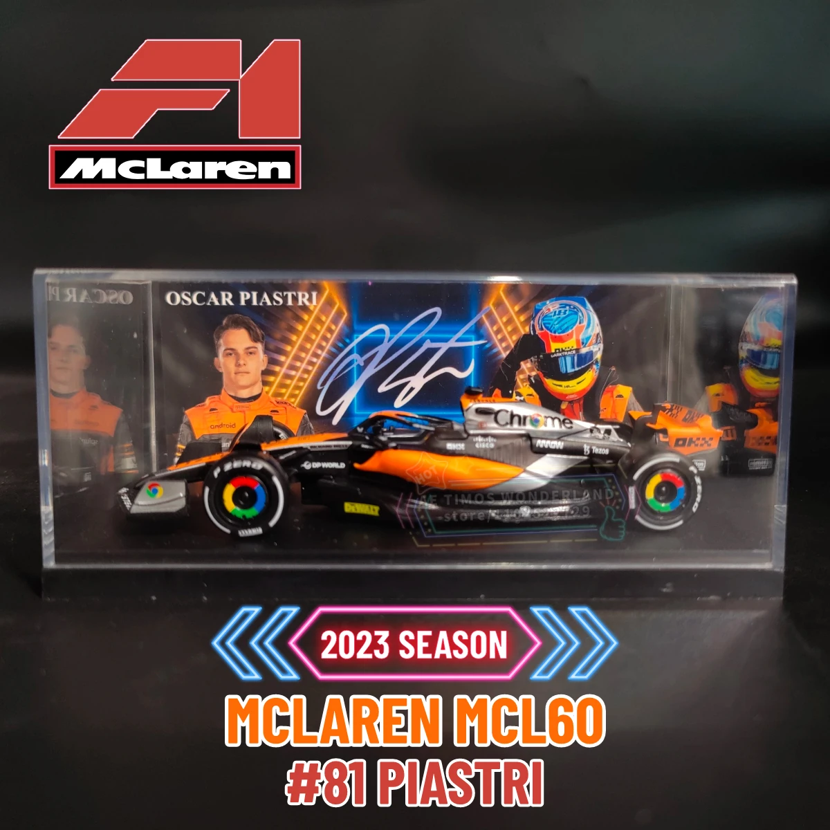 Bburago 1:43 F1 2023 Mclaren MCL60 Car Model Replica Piastri Norris Signature Showcase Scale Formula 1 Miniature Toy