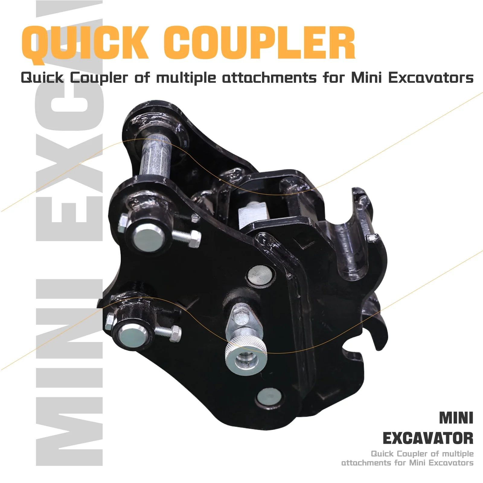 고품질 미니 굴삭기 퀵 체인지 커플러, 중앙 휠베이스 95mm/3.74인치, 스팬 90mm/3.54인치, 구멍 25mm/0.98인치