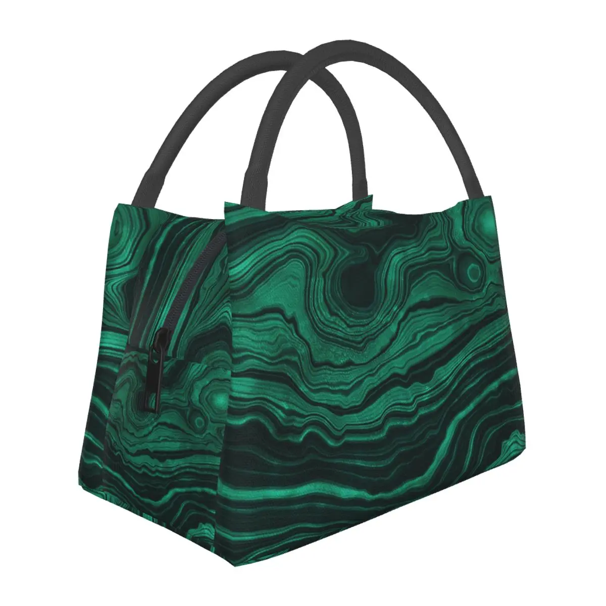 Faux Malachite Green Marble With Light Veins Lunch Bag Food Boxes Portable Container Cooler Thermal Lunch Box Tote