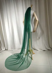 Emerald Green Bridal Veil in 200cm Sparkle Tulle Wedding Veil Metal Comb