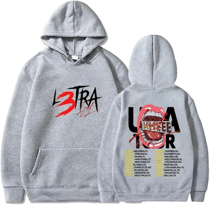 Yunara L L3tra Tour 2025 Merch هوديس ملابس الشارع الشهير البلوفرات تأثيري النساء الرجال الهيب هوب بلوزات طويلة الأكمام