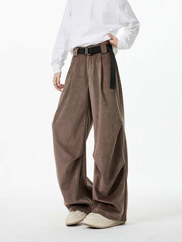 

Повседневные складные вельветовые мужские брюки, свободные прямые широкие брюки, осень-зима, американские брюки десантника в стиле ретро, удобная драпировка