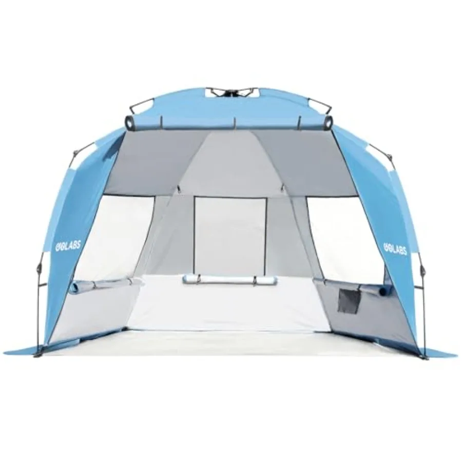 

Pop up Beach Tent Sun Shelter for 3-Person, 1-Minute Setup by Pre-Attached Pole and UPF 50+, Beach Shade with Detachable Floor