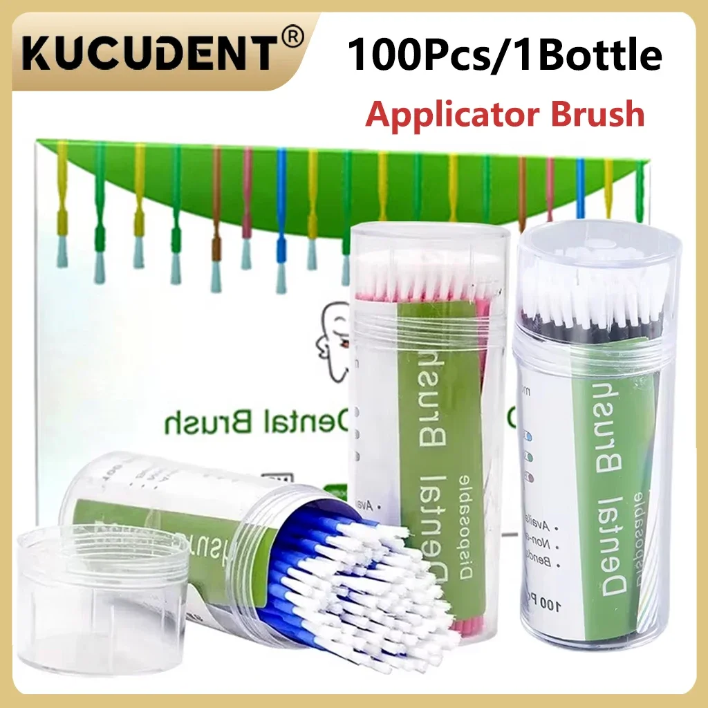 100PCS/Bottle Dental Disposable Micro Brush Long Bendable Micro Brush Eyelash Brushes Makeup Cleaner Tool Dentistry Materials