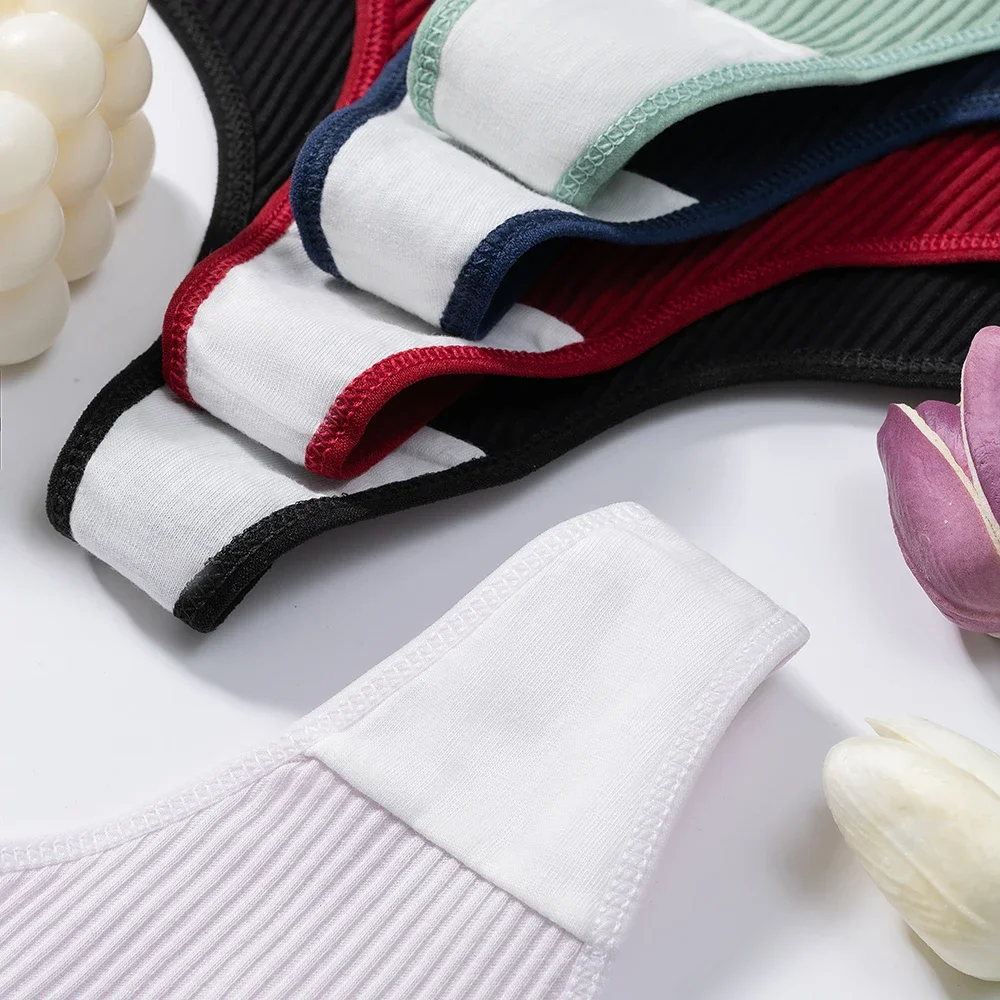 سراويل داخلية نسائية قطنية مثيرة وناعمة مخططة ملابس داخلية بلون سادة ملابس داخلية نسائية مريحة قابلة للتمدد