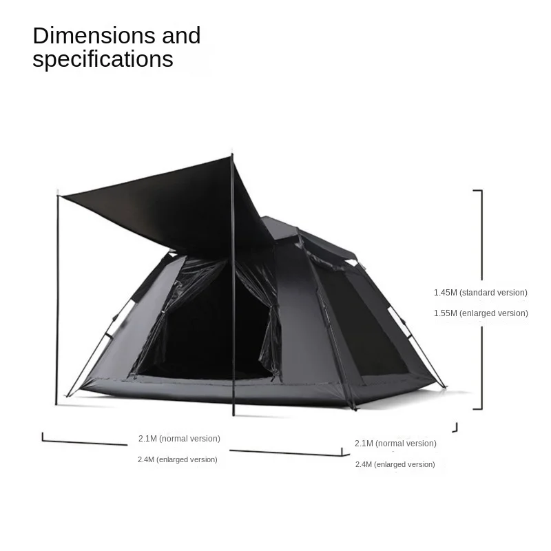 Blackened Style Tent Outdoor Camping Equipment Black Glue Sunscreen UV Protection Fully Automatic Enlarged Size Portable 2024