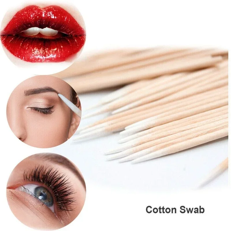 Disposable Ultra-small Cotton Swab 100pcs Lint Free Micro Brushes Wood Cotton Buds Swabs Eyelash Extension Glue Removing Tools