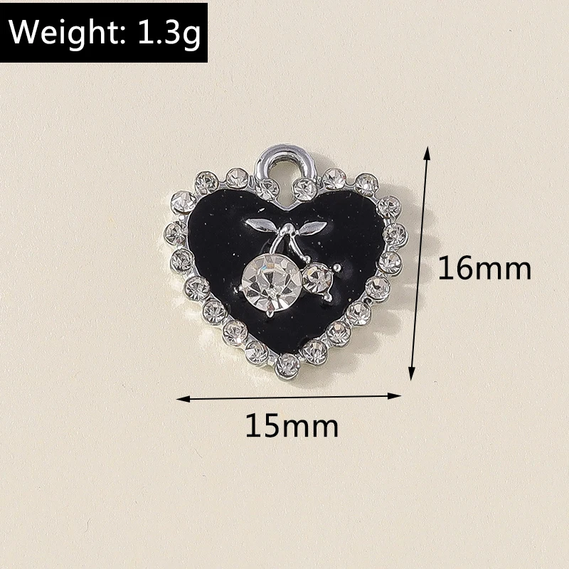 Leslie 10 Stück 15 x 16 mm zierliche Kristall-Anhänger mit Liebeskirschen-Herzen für Halsketten, Armbänder, DIY-Schmuckherstellung, Zubehör – Detail 2
