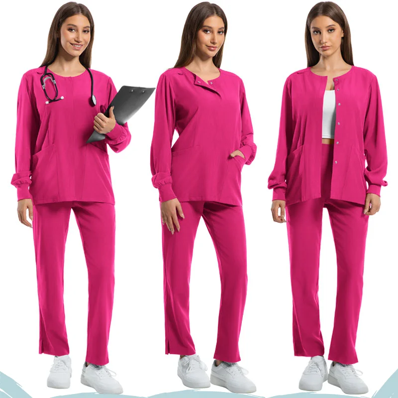 

Scrubs Uniforms Sets Medical Nursing Operating Scrub Uniforms Short Sleeved Tops+pants Breathable Elastic Work Clothes Wholesale