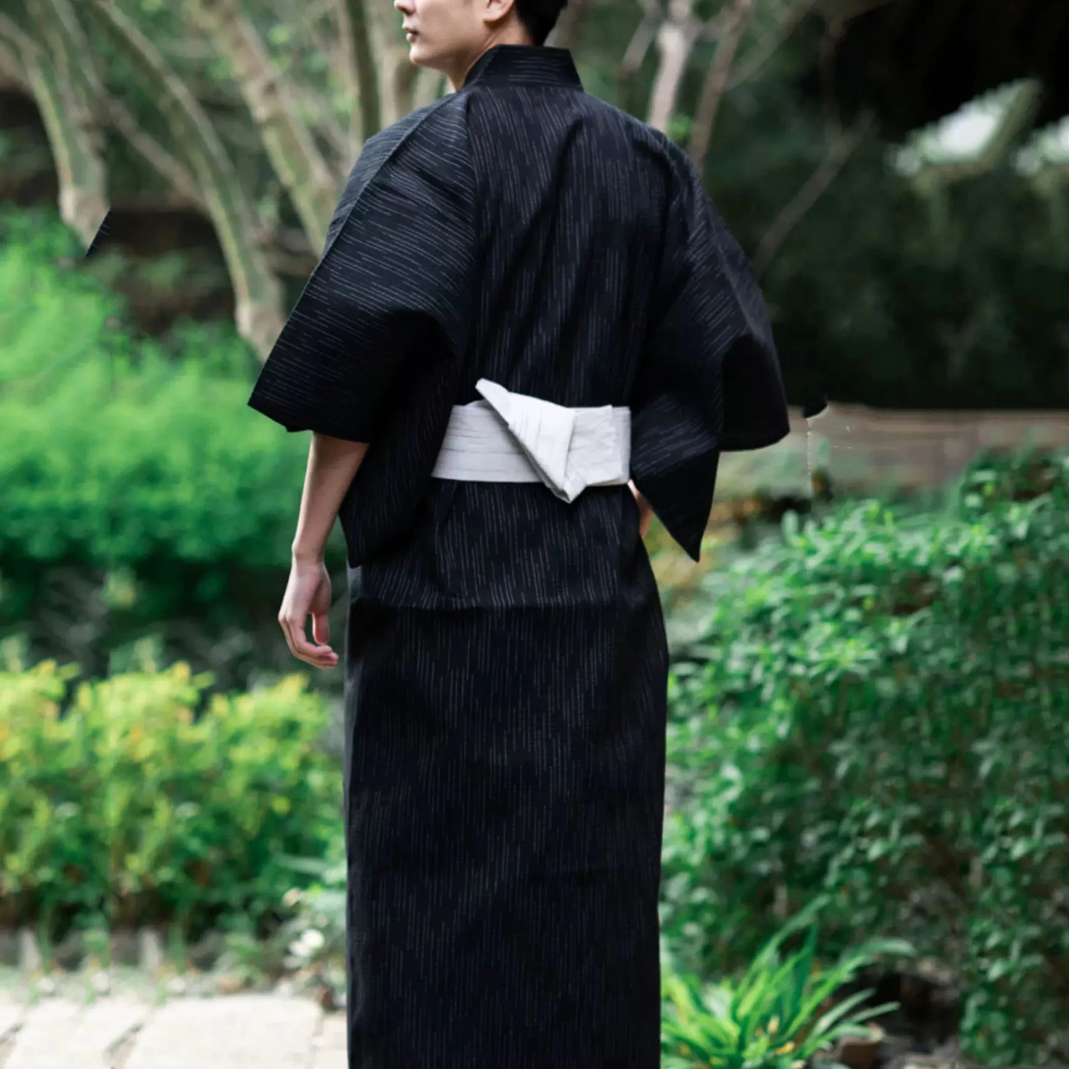 Summer Navy Japanese Traditional Samurai Kimono For Men Yukata Bathing Robe Hekoobi Loose Style Homewear Belt Long Gown Cotton