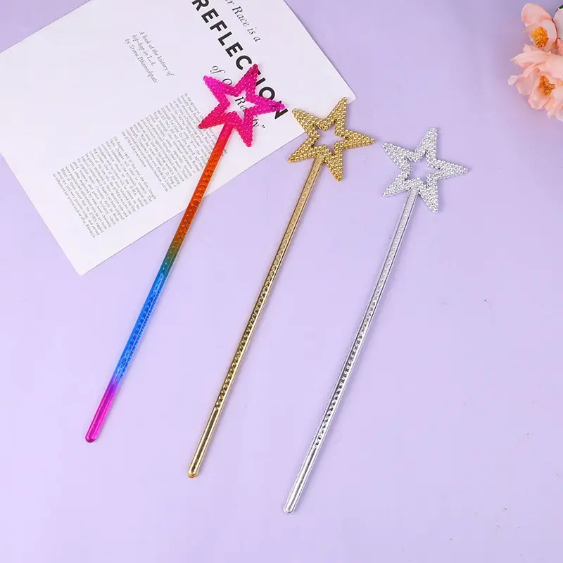 Fairy Wand Golden Silver Angel Star Magic Five-Pointed Princess Cane For Girls Stage Elf Cosplay