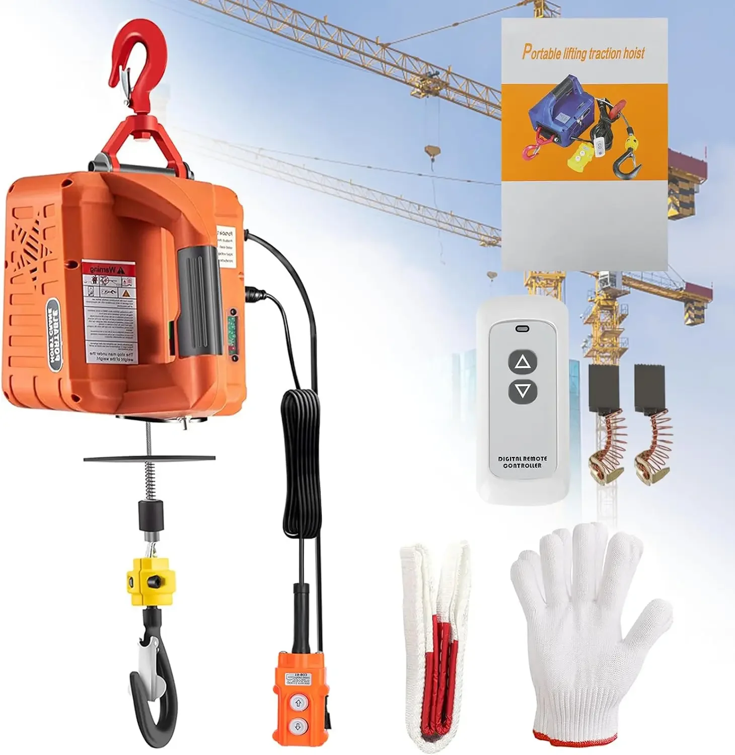 

3 in 1 Electric Hoist Winch 1100lbs - Portable Electric Winch, 1500W 110V Power Winch Crane w/Wireless and Wire Remote Control