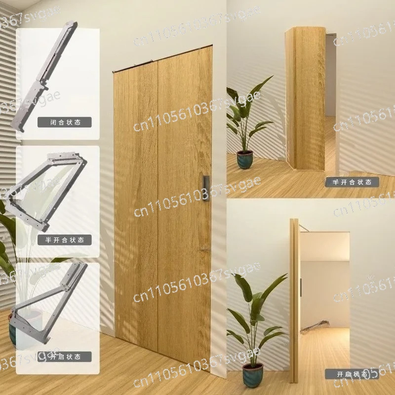 

Folding door hardware set, bedroom wooden door 90 degree stainless steel hinge trackless sliding system