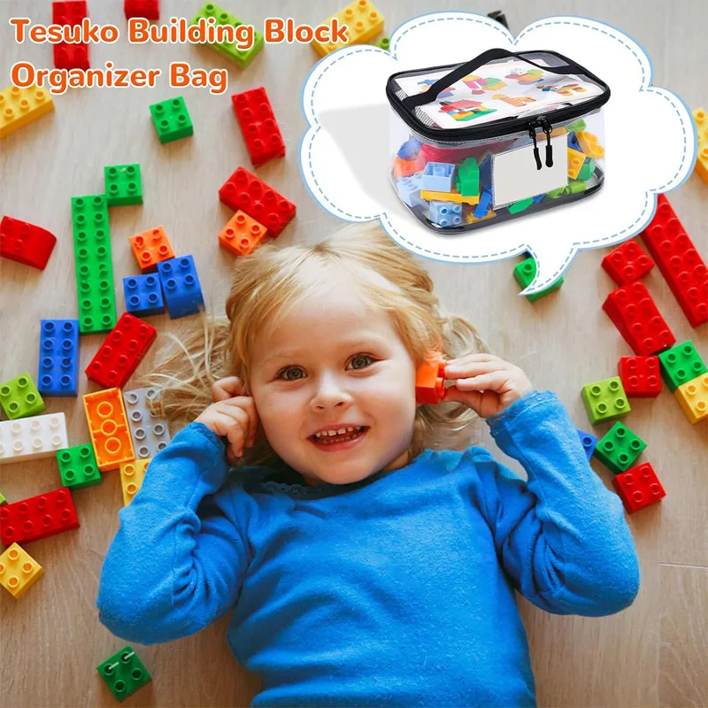 Building block storage bin, parts sorting storage box, toy storage bag, tote bag transparent pouch storage organizer for storage