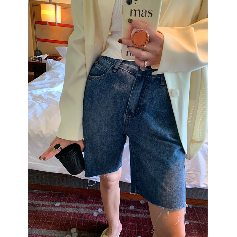 

Slim Fit Skinny Jeans Women's Spring Summer Thin Denim Shorts Washed Natural Waist Straight Leg No Stretch Deep Color