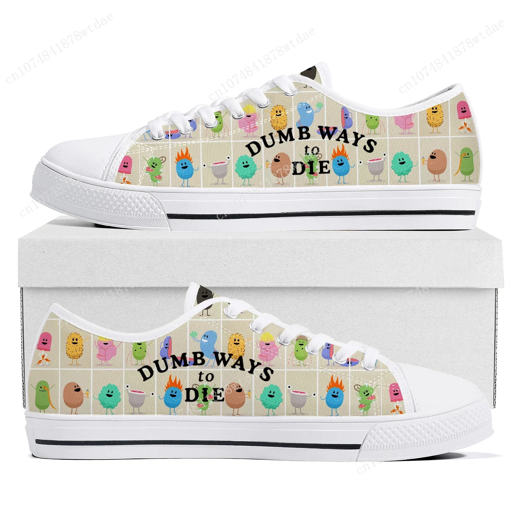 Dumb Ways To Die Low Top Sneakers Womens Mens High Quality Canvas Sneaker Couple Cartoon Comics Manga Custom Made Shoes 2