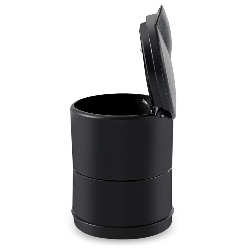 Car Interior Organizer Trash Can with Ash Tray Capability and Coin Storage Compartment in Uniform ABS Build for Daily Utility