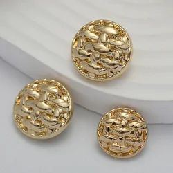 10 Pieces Fashionable Shank Buttons Bright Gold Color Metal Shank Buttons Clothing Decorative Buttons Coat Accessories