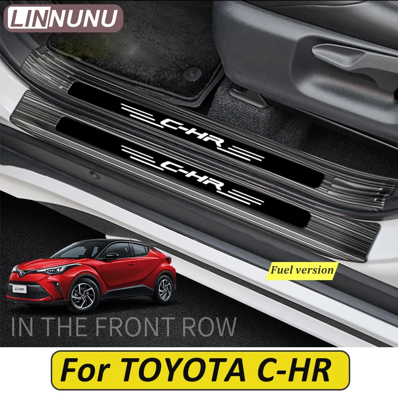 

Linnunu подходит для Toyota C-Hr 2021 2022 2023 2024 2025 из нержавеющей стали, защитная наклейка на порог автомобиля, полоса педали, аксессуары
