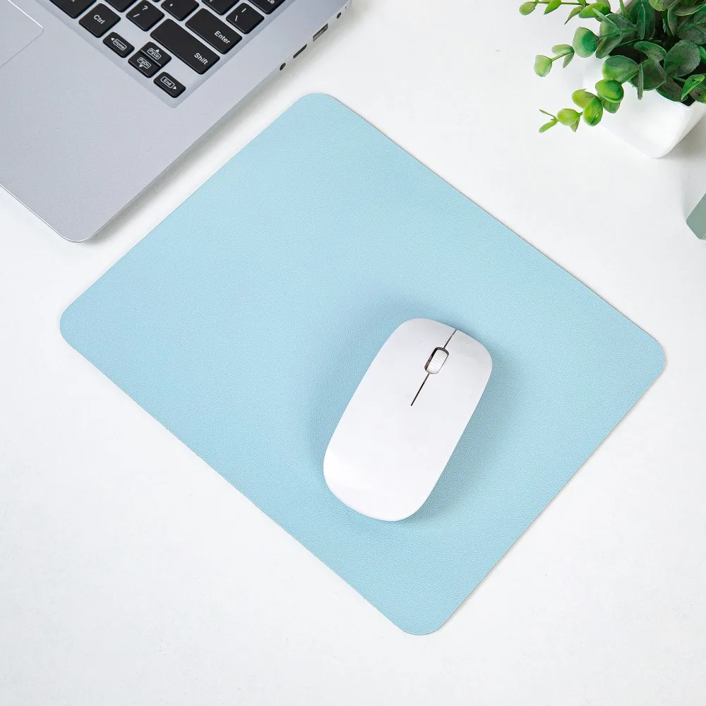 Simple Solid Color PU Leather Mouse Mat Anti-slip Waterproof 23*20cm Mouse Pad School Supplies Office Accessories Desk Set