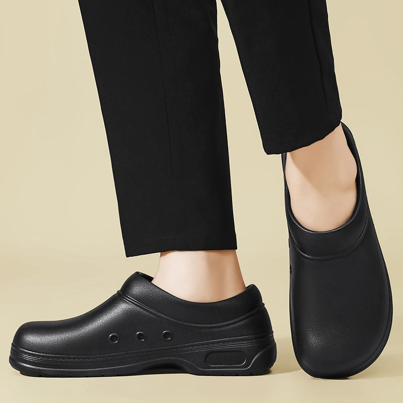 Men's Rain Boots, Health Shoes, Food Service Shoes, Cleaning Shoes, Black Casual Outdoor Shoes, Oil-Proof, Dust-Proof, Waterproof, Soft-Soled, Lightweight, Breathable, Wear-Resistant, Food and Hotel S image 5