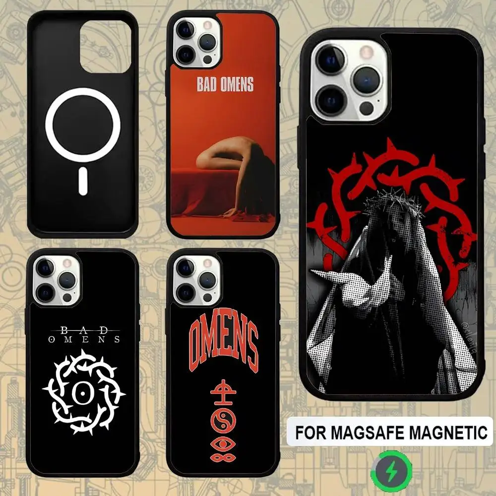 

B-Bad Omens Rock Band For Magsafe Wireless Charger Case For iPhone 15,16,17,13,14,11,12,Pro,Max,Plus,E,Air,Mini Cover