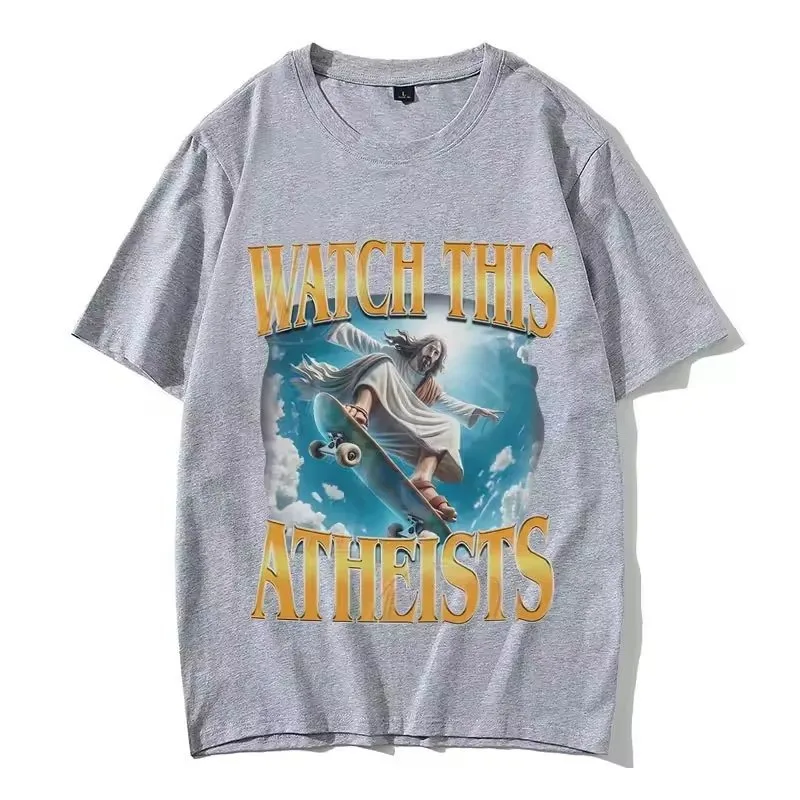 2026 Take A Look At This Interesting Atheist Jesus Skateboarding Meme T-shirt It's A Fashionable Casual Comfortable T-shirt Tops