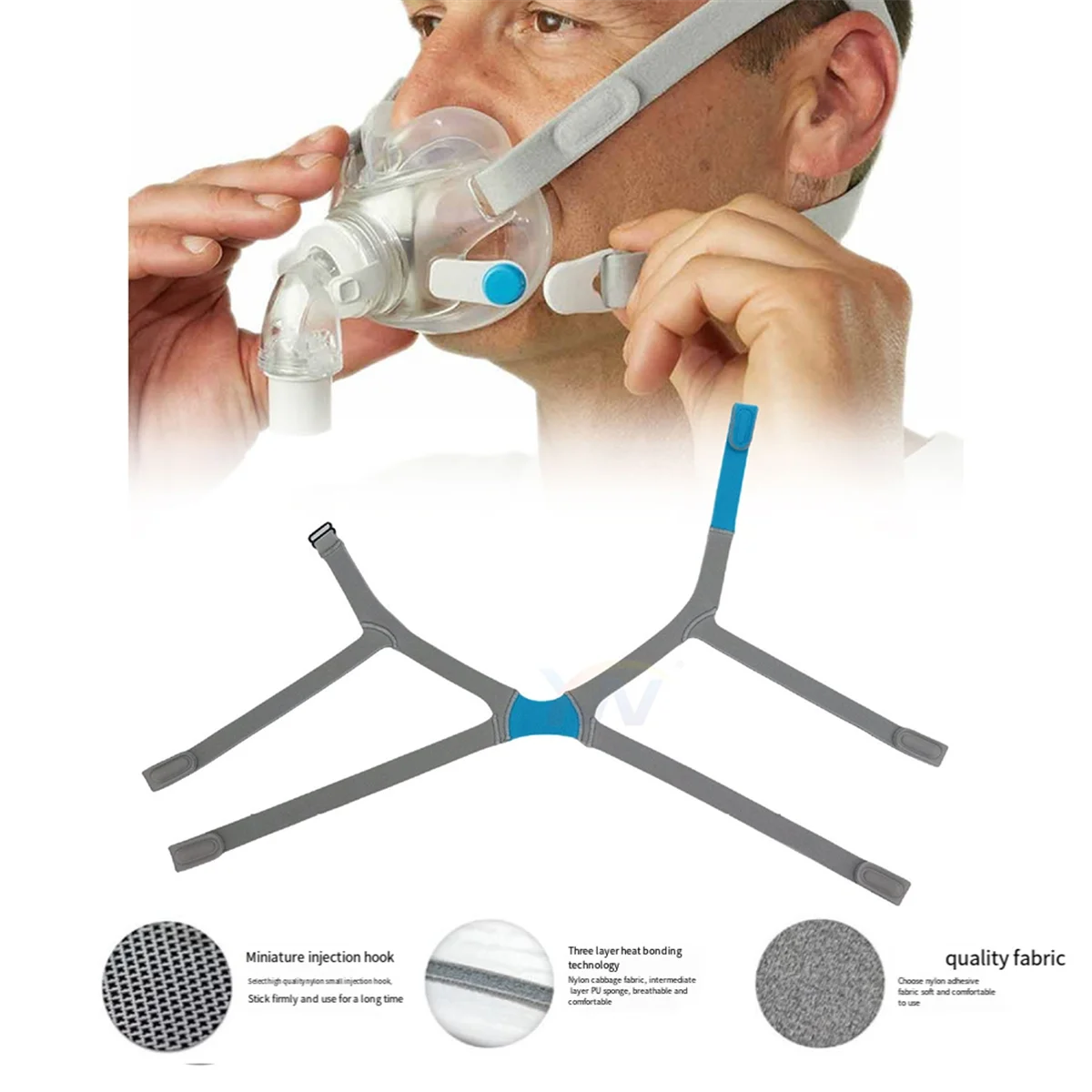 F30 CPAP 마스크용 FZFZ 헤드기어 스트랩, F30용 헤드기어 교체, 조정 가능한 가정용 인공호흡기 마스크 헤드밴드
